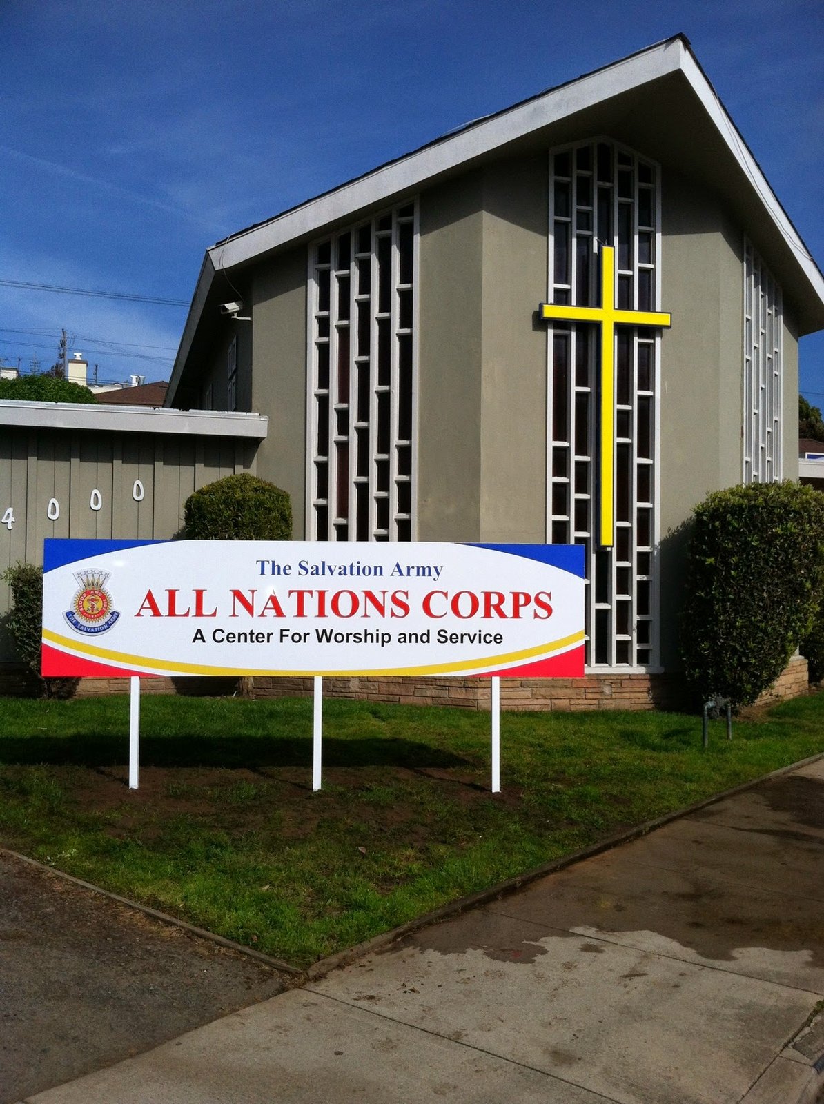 The Salvation Army All Nations Corps banner sign