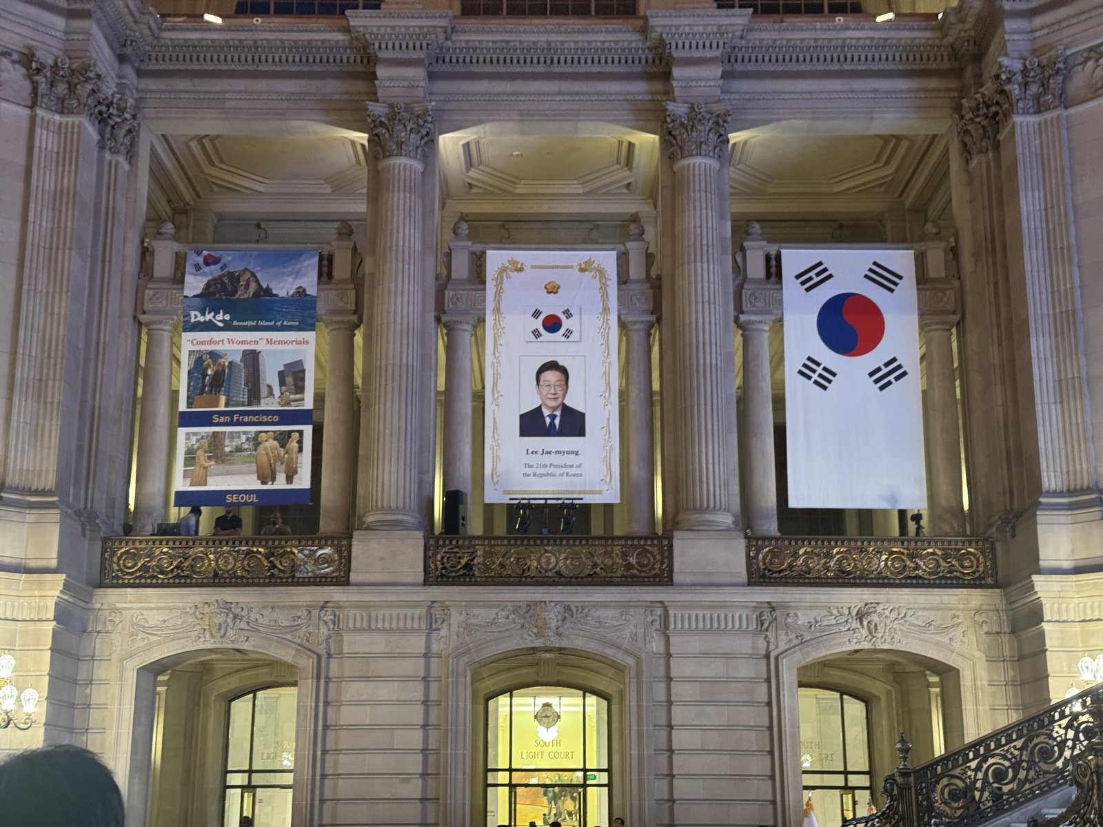 Heritage banners hanging in SF City Hall