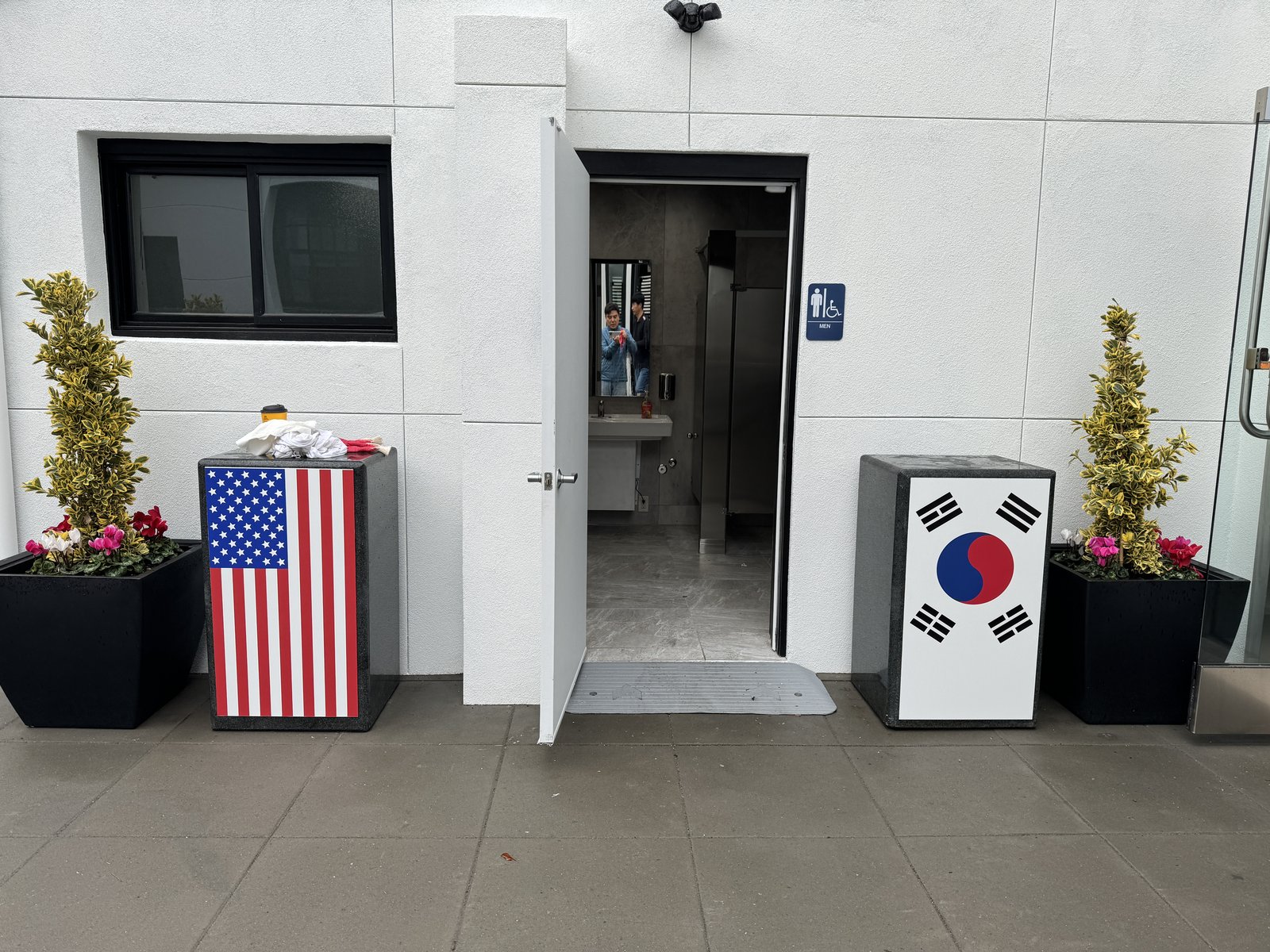 Interior detail with Korean and US flag panels