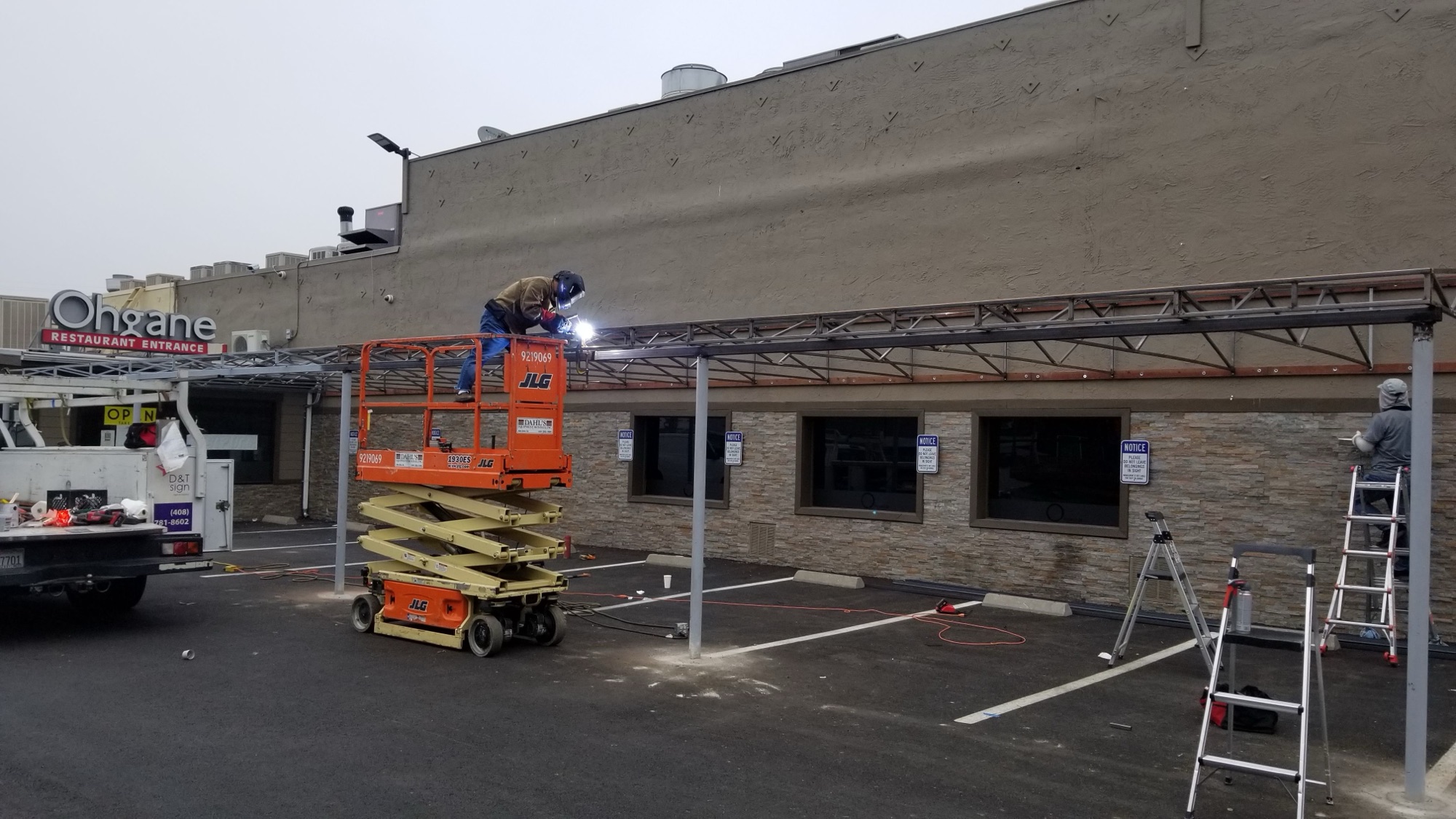 In-house welding installation at Ohgane Restaurant