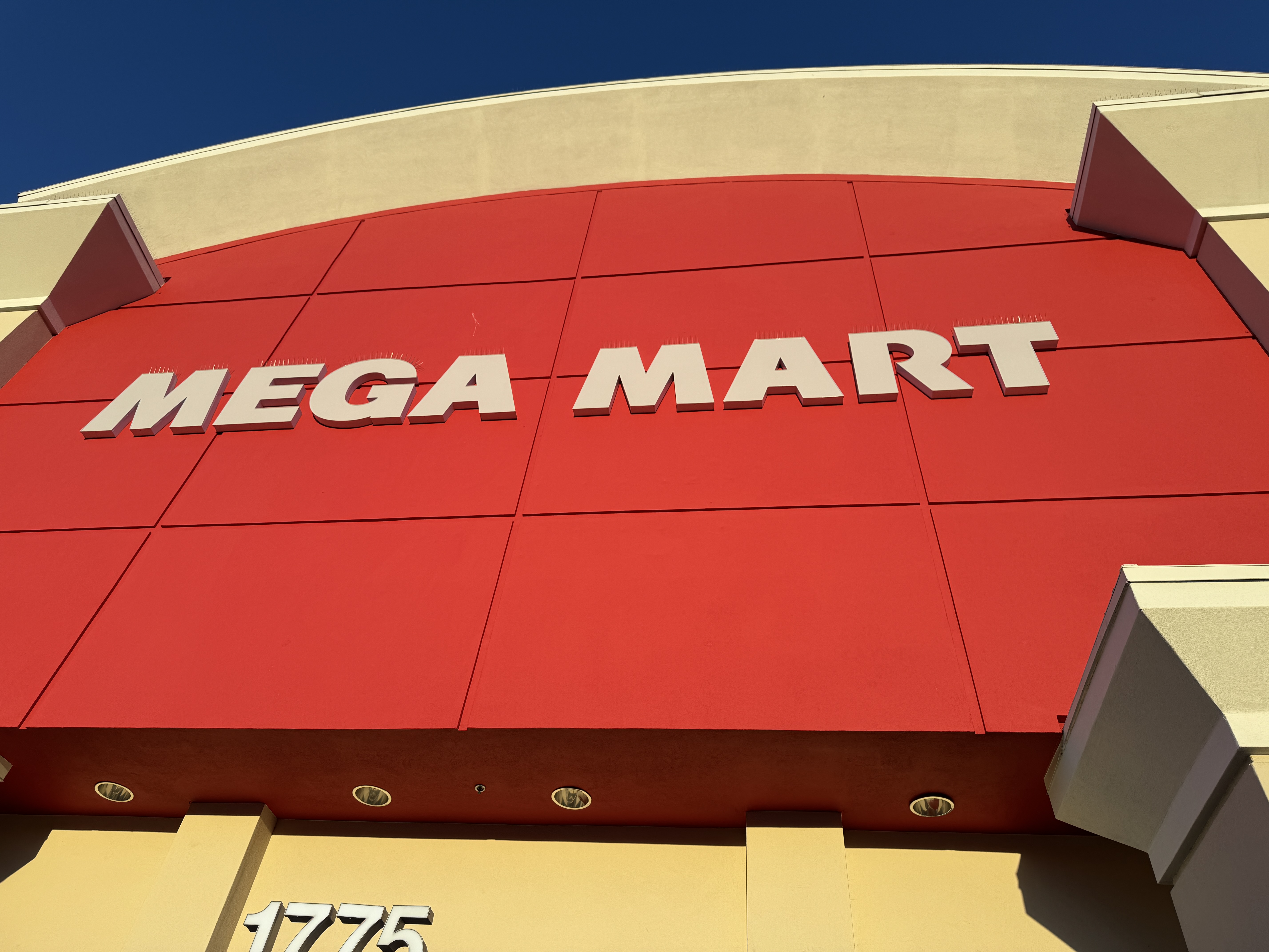 Mega Mart curved exterior channel letters