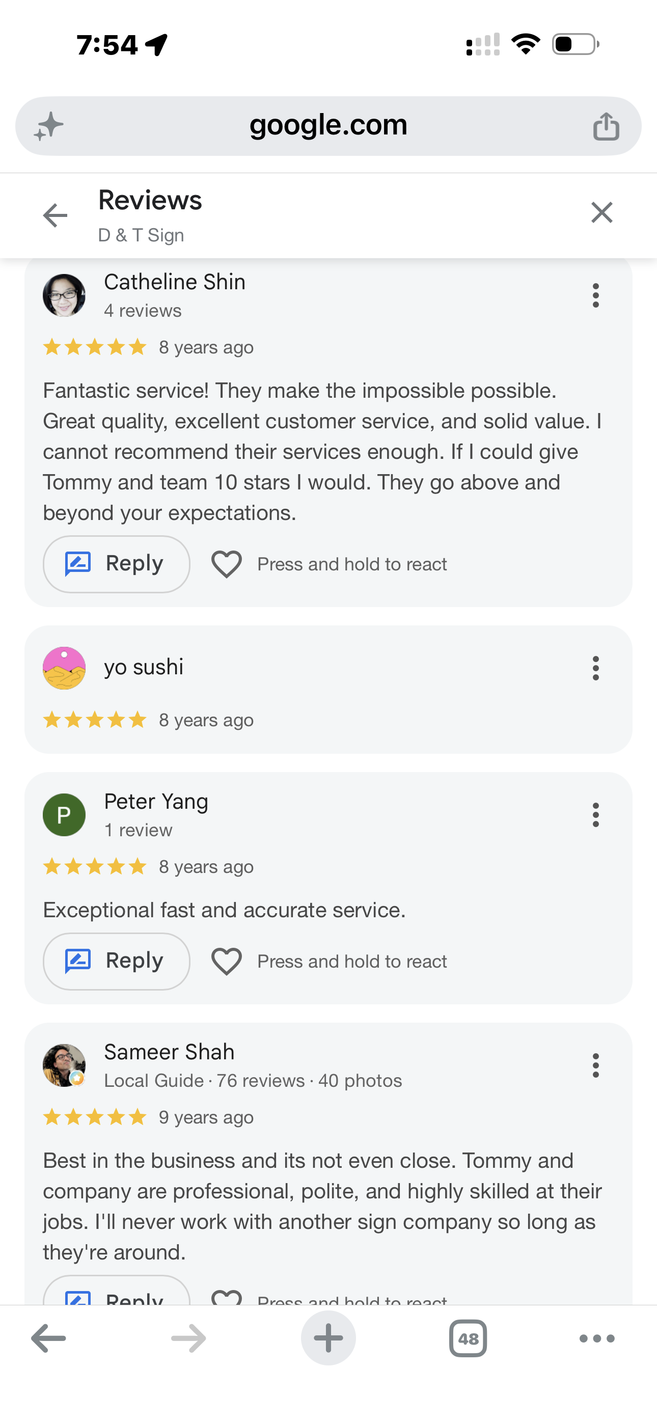 Google reviews