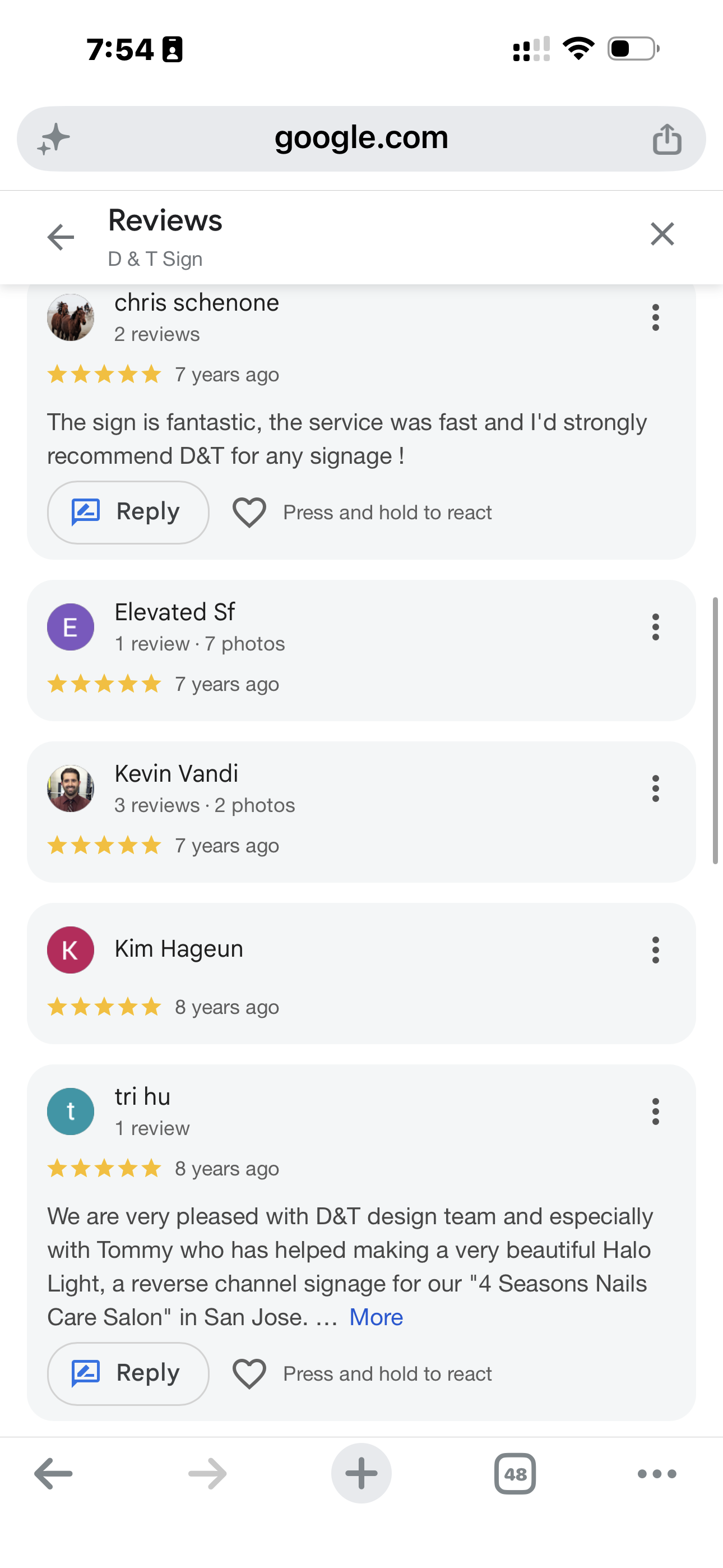 Google reviews
