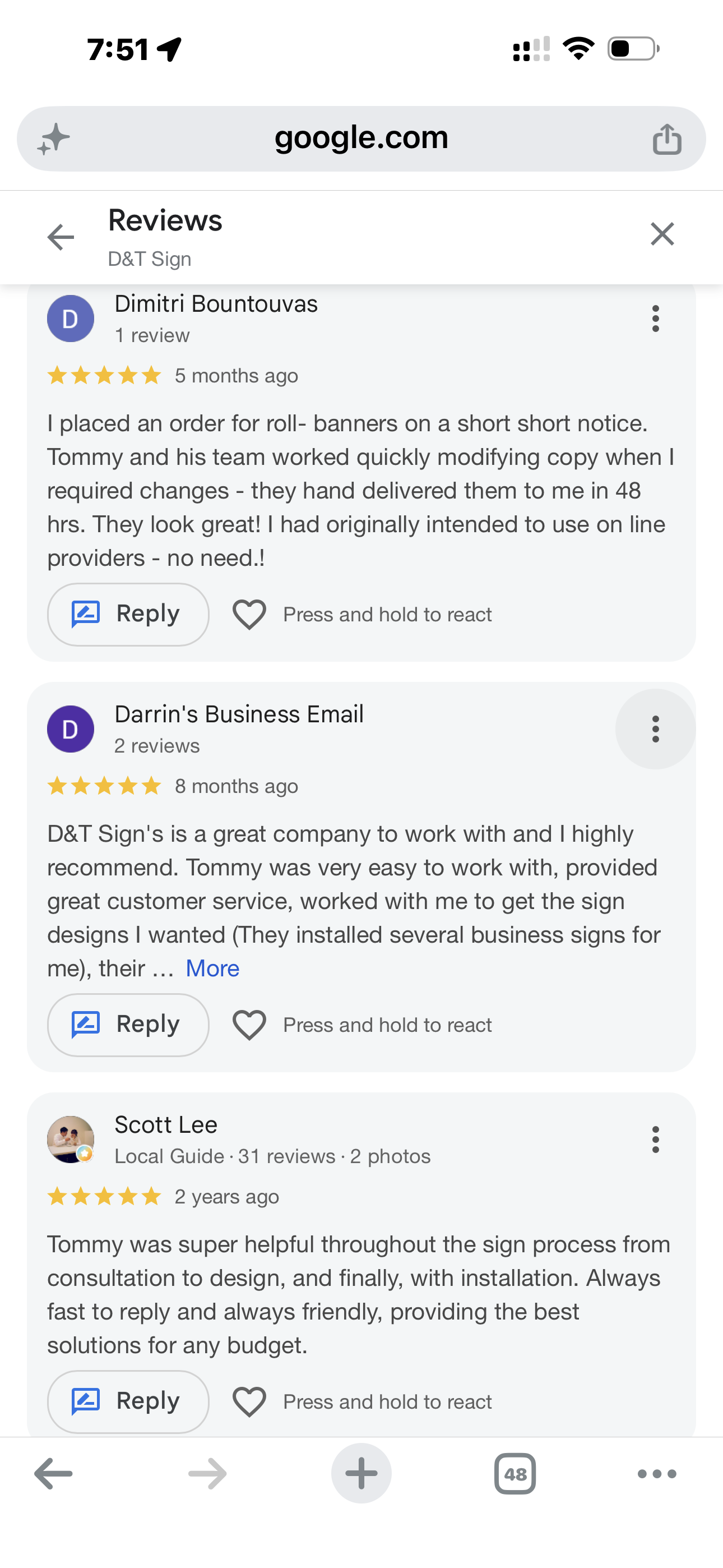 Google reviews