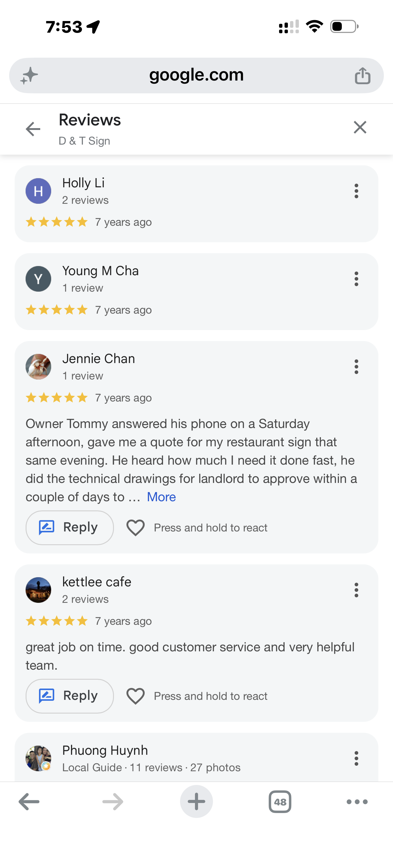 Google reviews