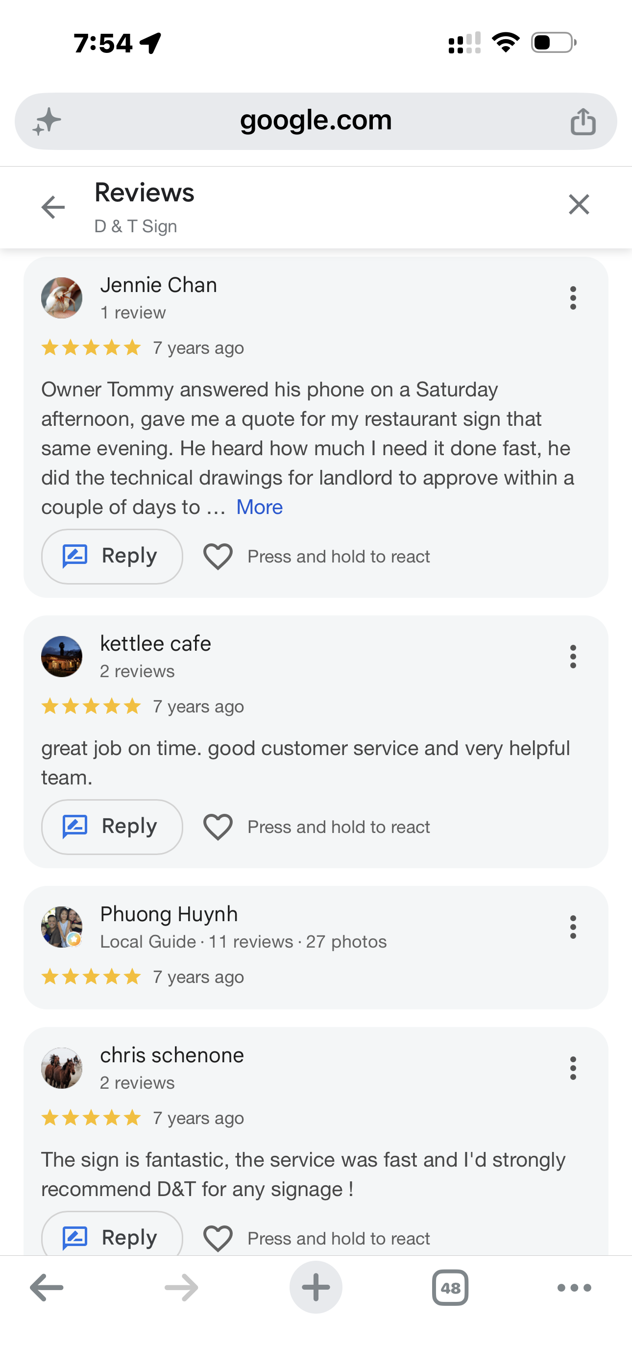 Google reviews