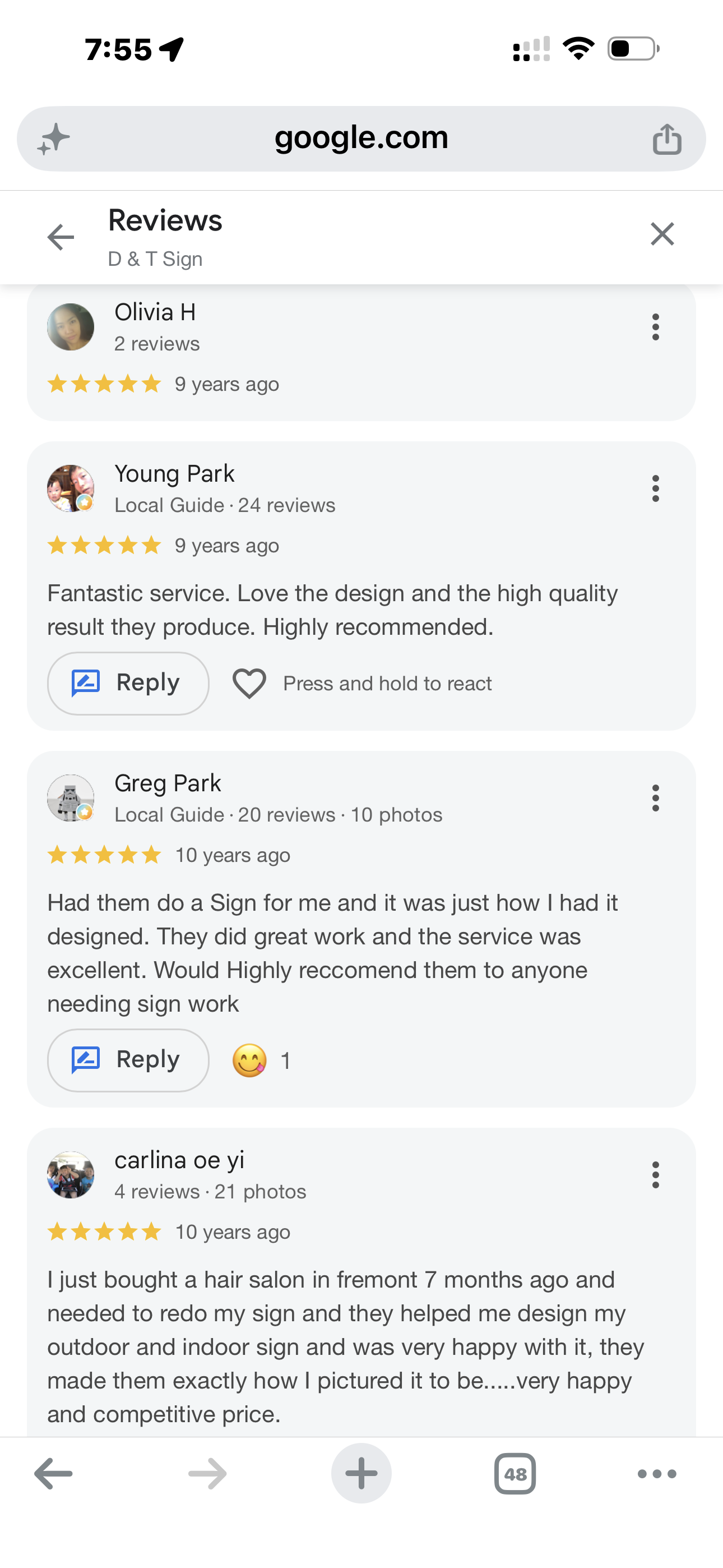 Google reviews